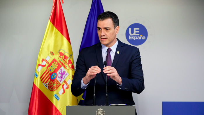 President of Spain Pedro Sanchez during a speech