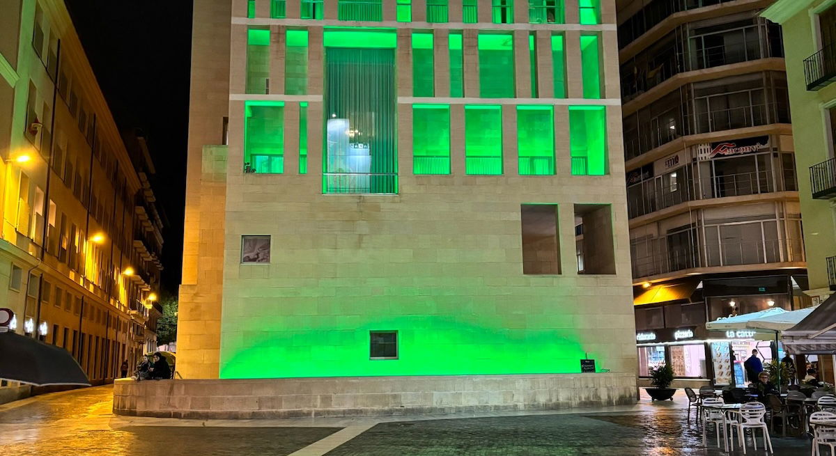 Murcia lights buildings green for Angelman Syndrome awareness campaign