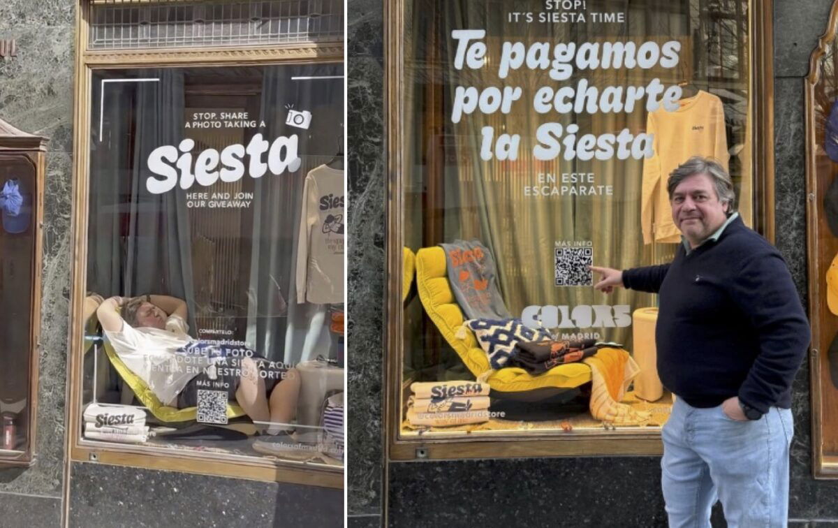 Madrid shop pays €300 for epic public siesta: Meet the winner snoozing in a shop window